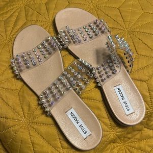 Steve Madden clear spiked slide sandals. Worn maybe once